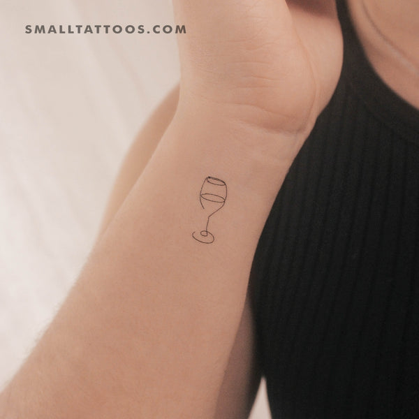 Fine Line Wine Glass Temporary Tattoo (Set of 3)