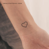 Small Heart Outline Temporary Tattoo (Set of 3)