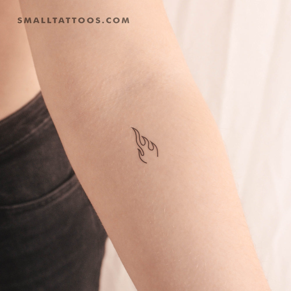 Tatuaje temporal minimalista de llama de fuego (juego de 3)