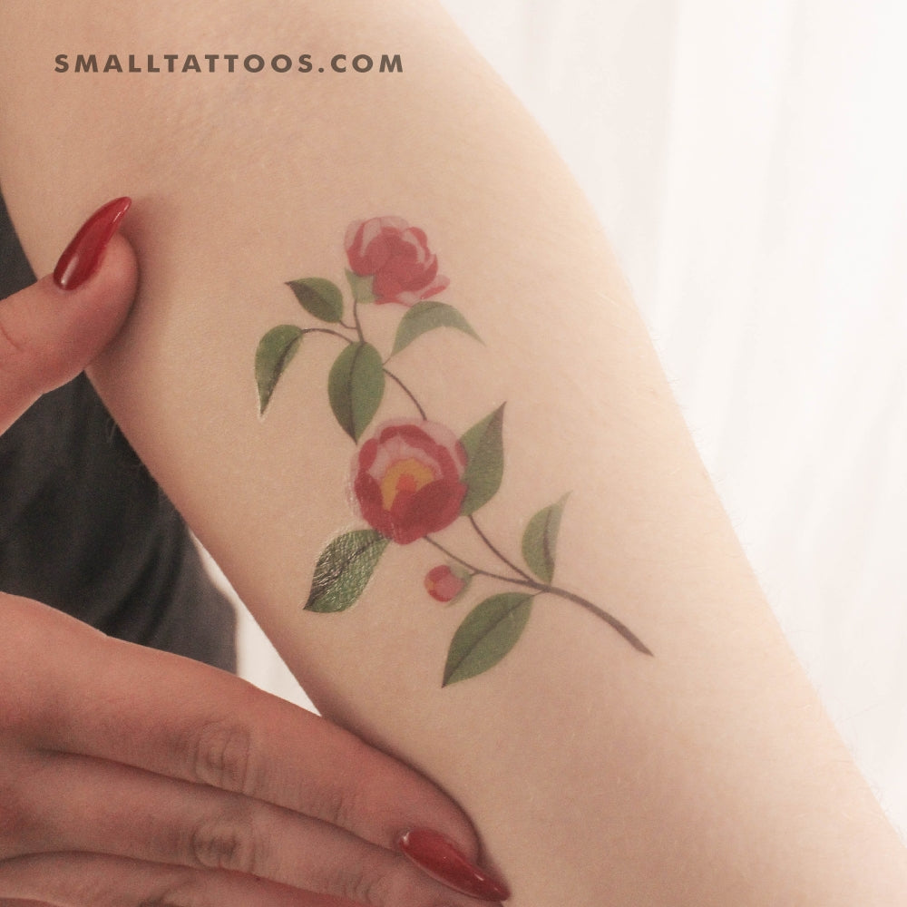 Tatuaje temporal de peonía rosa de Zihee (juego de 3)