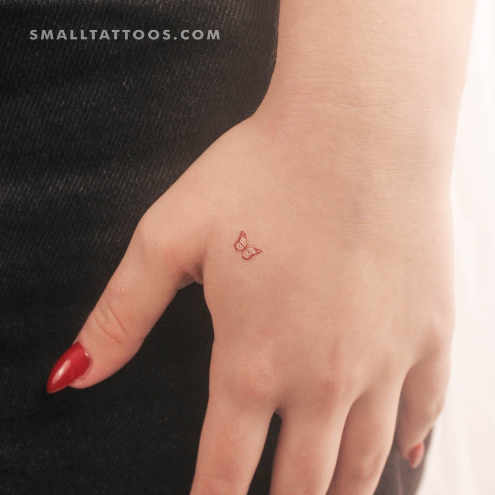 Tatuaje temporal de mariposa roja pequeña (juego de 3)