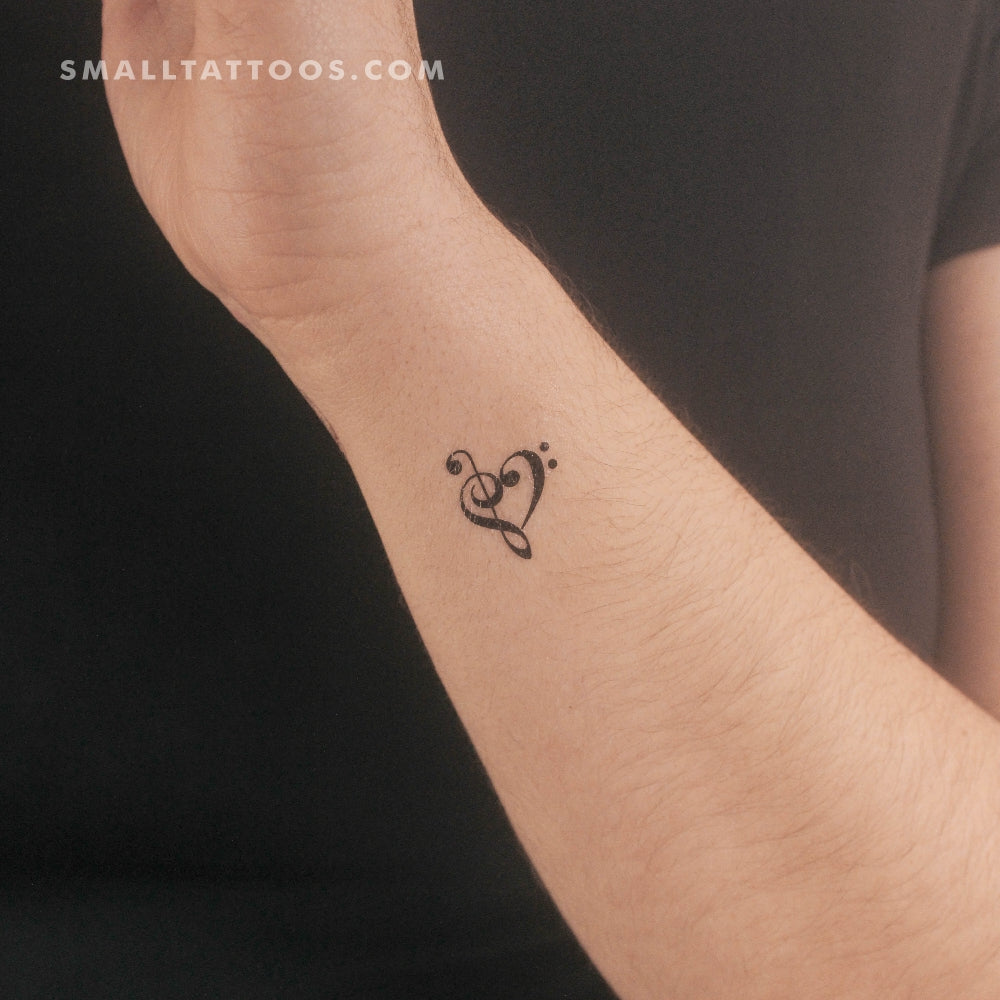Small Music Heart Temporary Tattoo (Set of 3)
