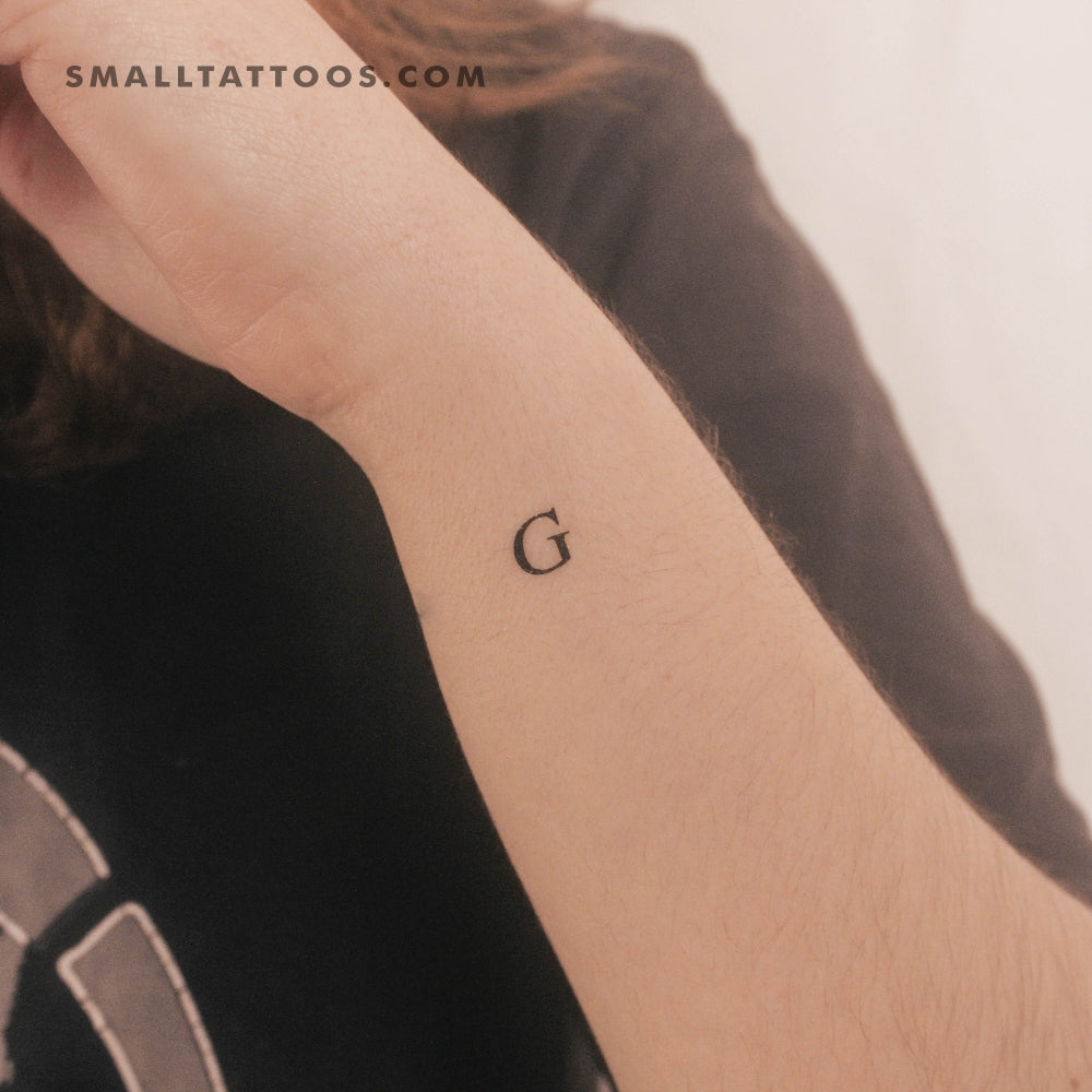 Tatuaje temporal de la letra G mayúscula con serifa (juego de 3)