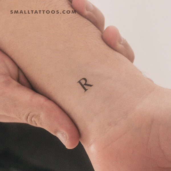 R Uppercase Serif Letter Temporary Tattoo (Set of 3)