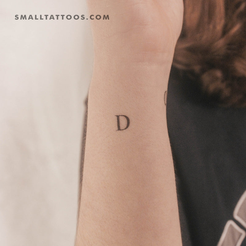 D Uppercase Serif Letter Temporary Tattoo (Set of 3)