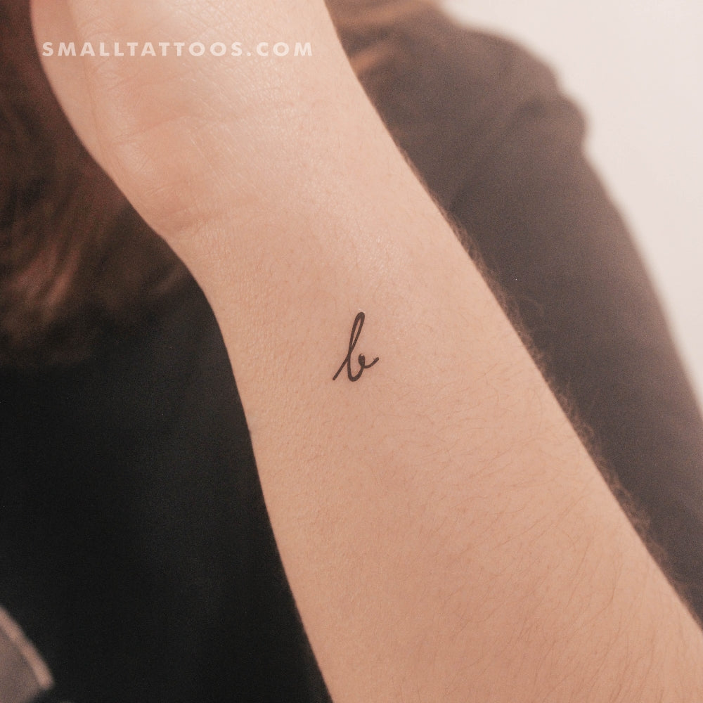 Tatuaje temporal de letra B escrita a mano (juego de 3)
