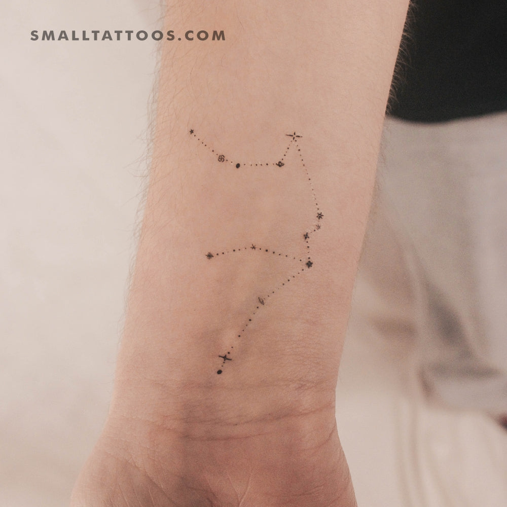 Tatuaje temporal minimalista de la constelación de Acuario de Puntuak (juego de 3)
