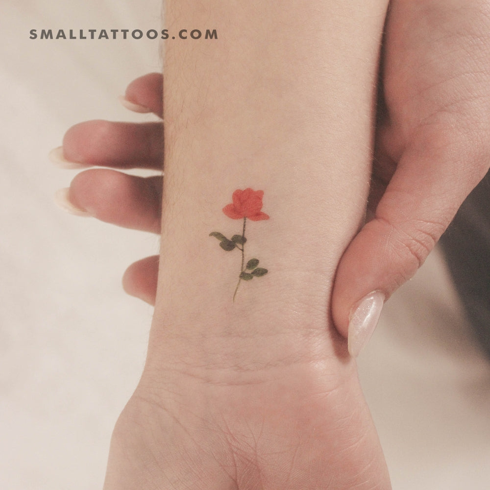 Tatuaje temporal de una pequeña rosa naranja de Zihee (juego de 3)
