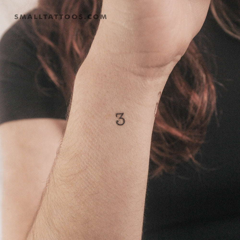 Tatuaje temporal del número 3 (juego de 3)