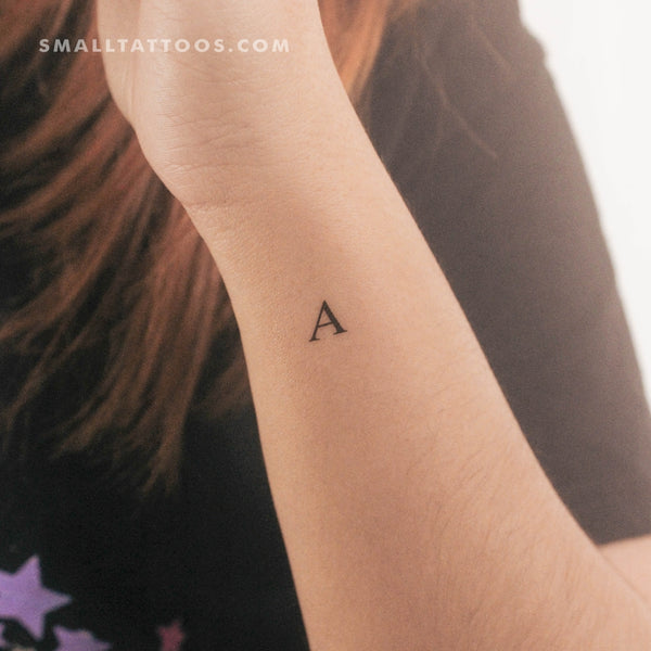 A Uppercase Serif Letter Temporary Tattoo (Set of 3)