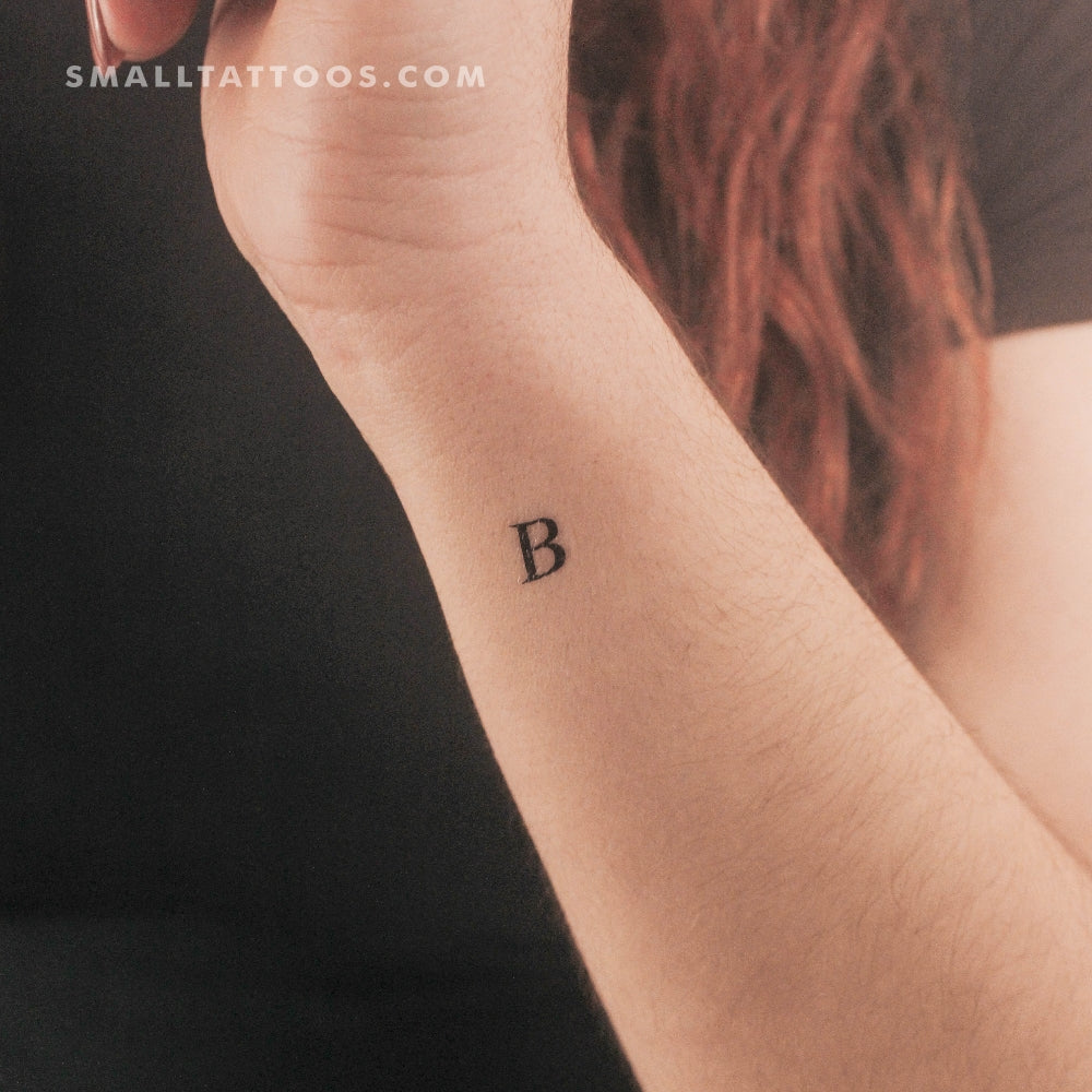 B Uppercase Serif Letter Temporary Tattoo (Set of 3)
