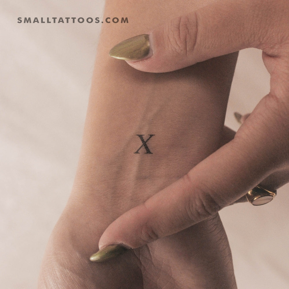 X Uppercase Serif Letter Temporary Tattoo (Set of 3)