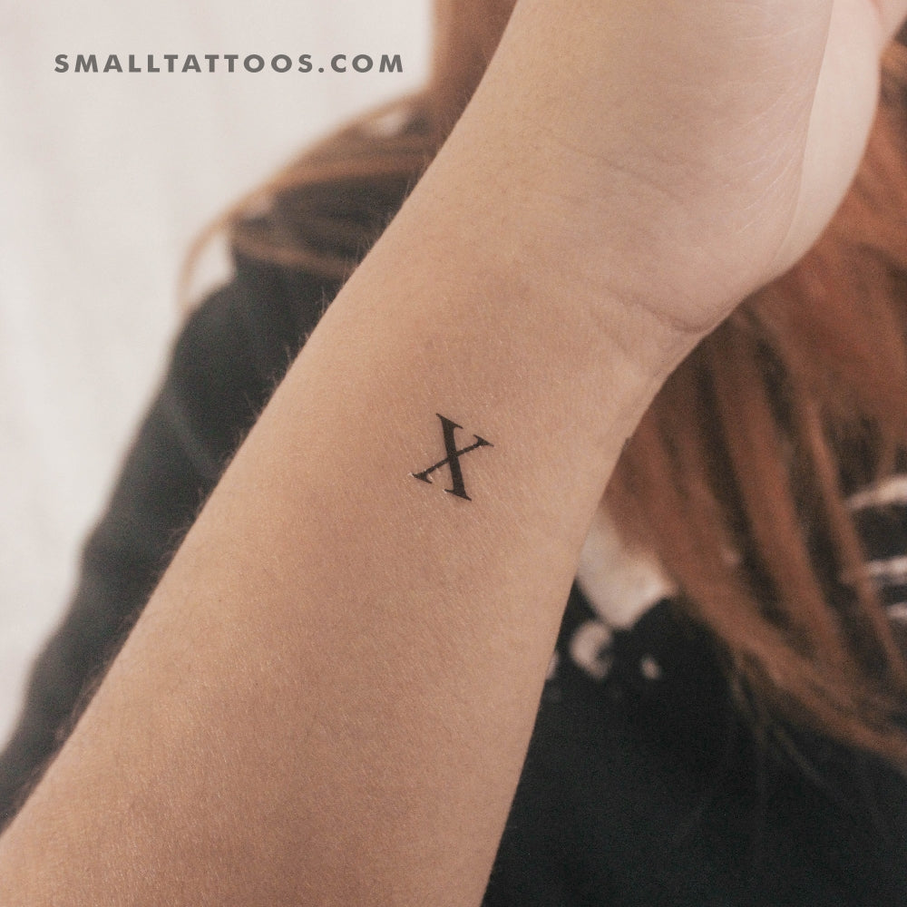 X Uppercase Serif Letter Temporary Tattoo (Set of 3)