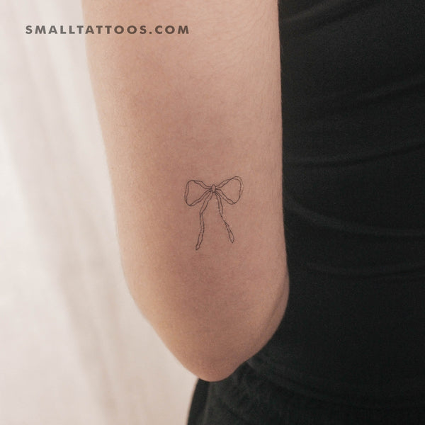 Fine Line Ribbon Bow Temporary Tattoo (Set of 3)