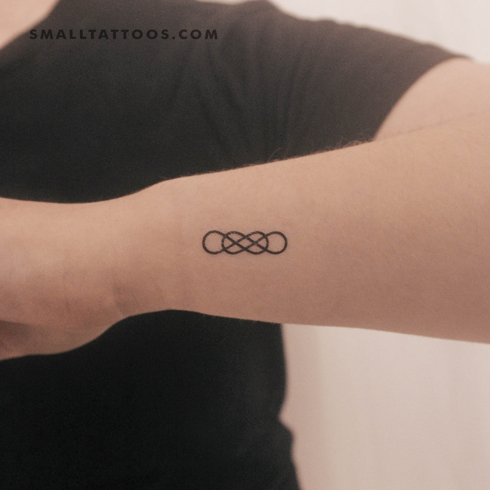 Tatuaje temporal de doble infinito entrelazado (juego de 3)