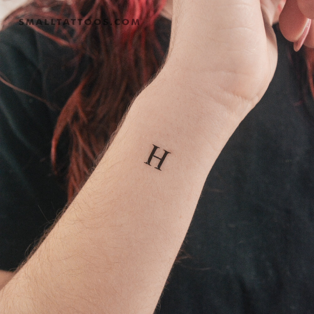 H Uppercase Serif Letter Temporary Tattoo (Set of 3)