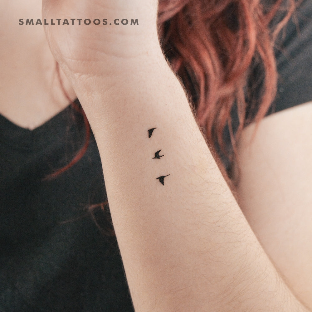 Three Tiny Flying Birds Temporary Tattoo (Set of 3)