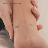 Two Paper Airplane Flying Temporary Tattoo (Set of 3)