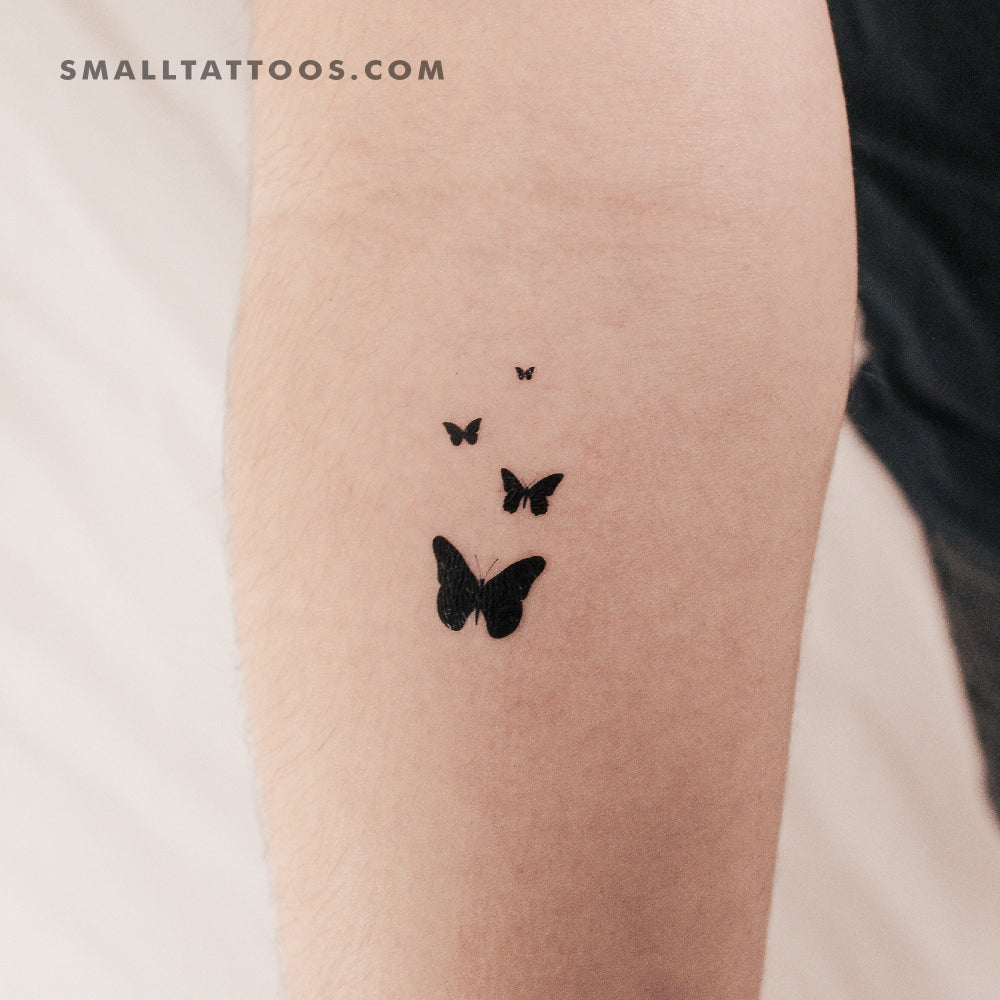 Tatuaje temporal de cuatro mariposas negras (juego de 3)