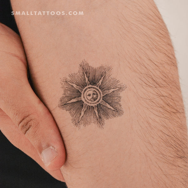 Engraving Sun Temporary Tattoo (Set of 3)
