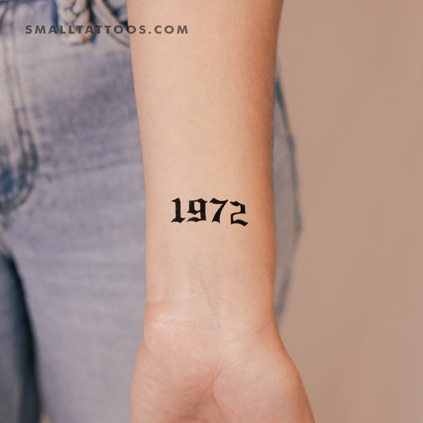 Gothic 1972 Birth Year Temporary Tattoo - Set of 3