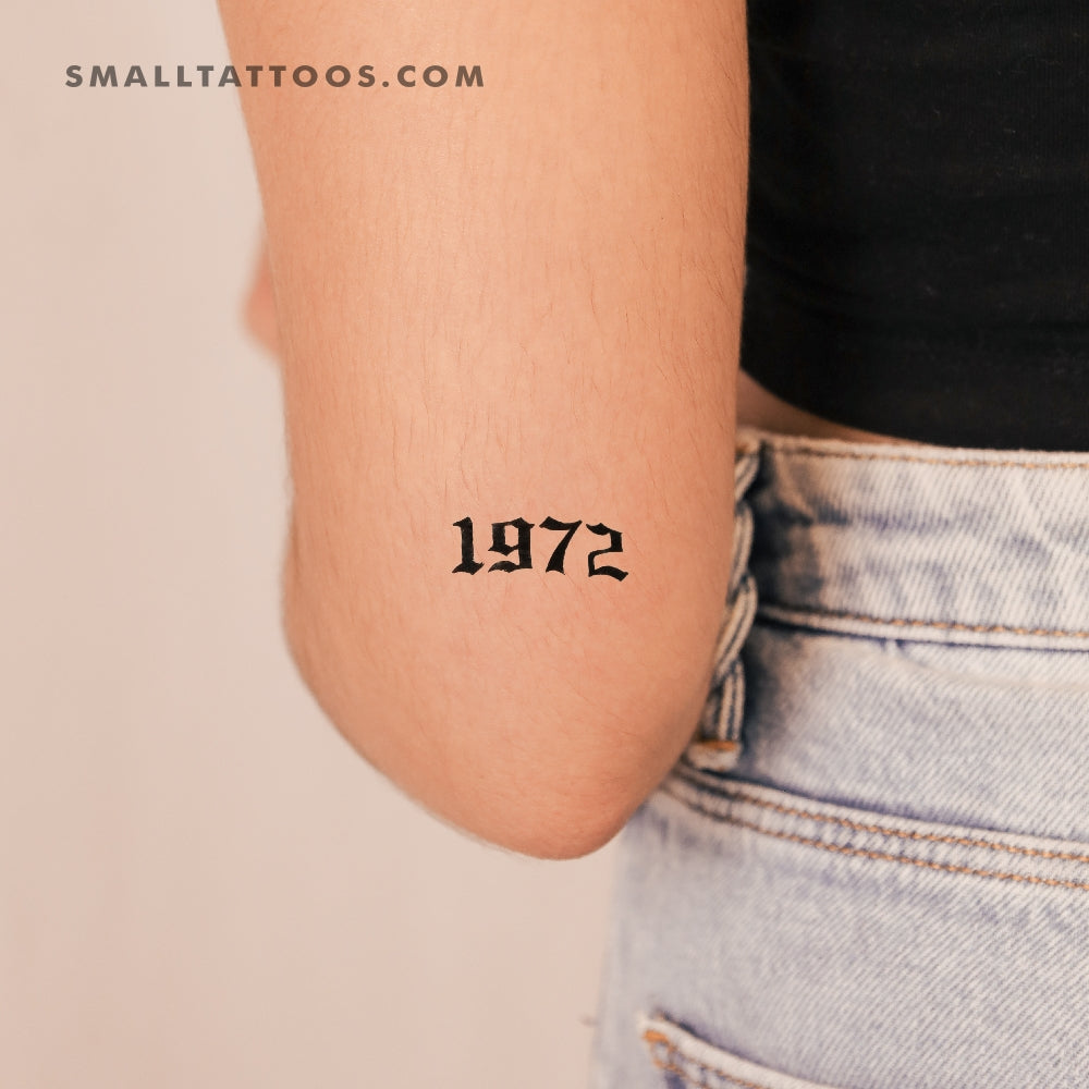Tatuaje temporal gótico del año de nacimiento 1972 (juego de 3)