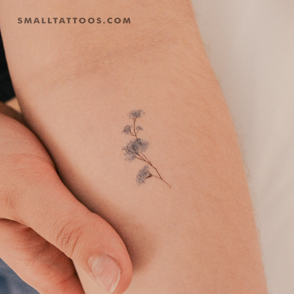 Tatuaje temporal de aliento de bebé azul pequeño (juego de 3)