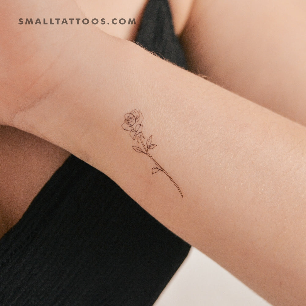 Fine Line Rose Temporary Tattoo (Set of 3)