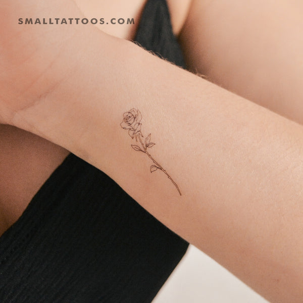Fine Line Rose Temporary Tattoo (Set of 3)