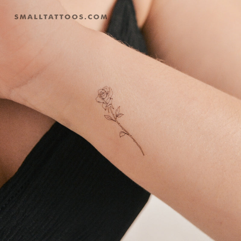 Fine Line Rose Temporary Tattoo (Set of 3)