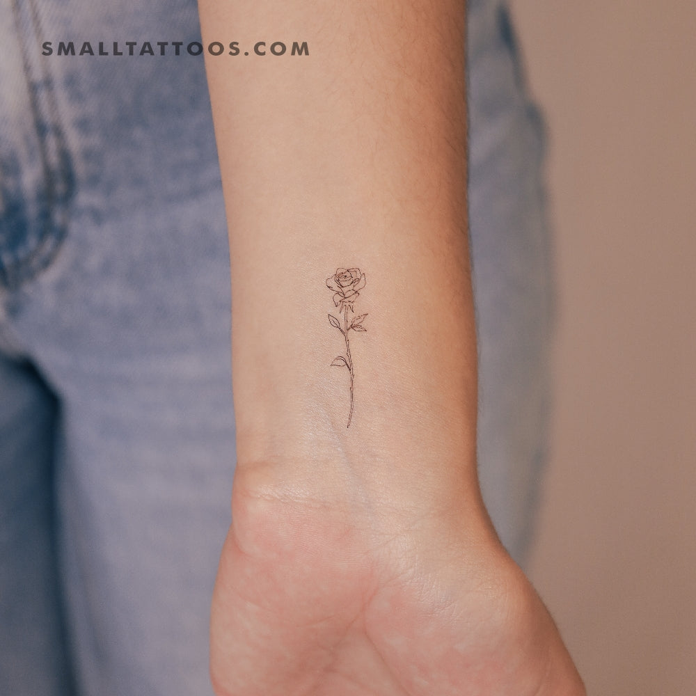 Fine Line Rose Temporary Tattoo (Set of 3)