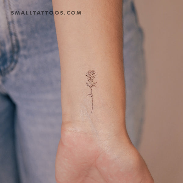 Fine Line Rose Temporary Tattoo (Set of 3)