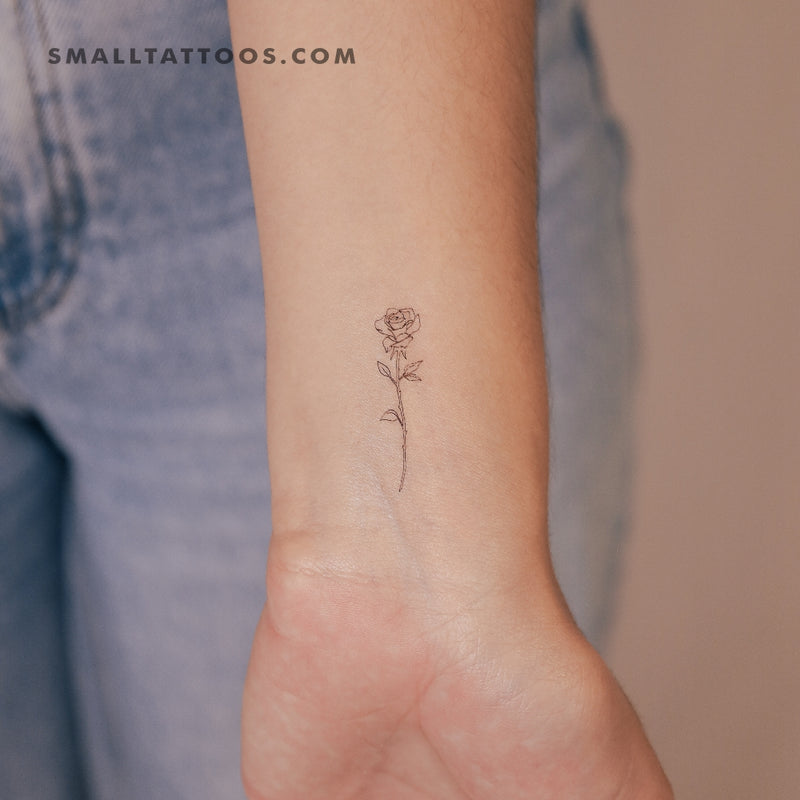 Fine Line Rose Temporary Tattoo (Set of 3)