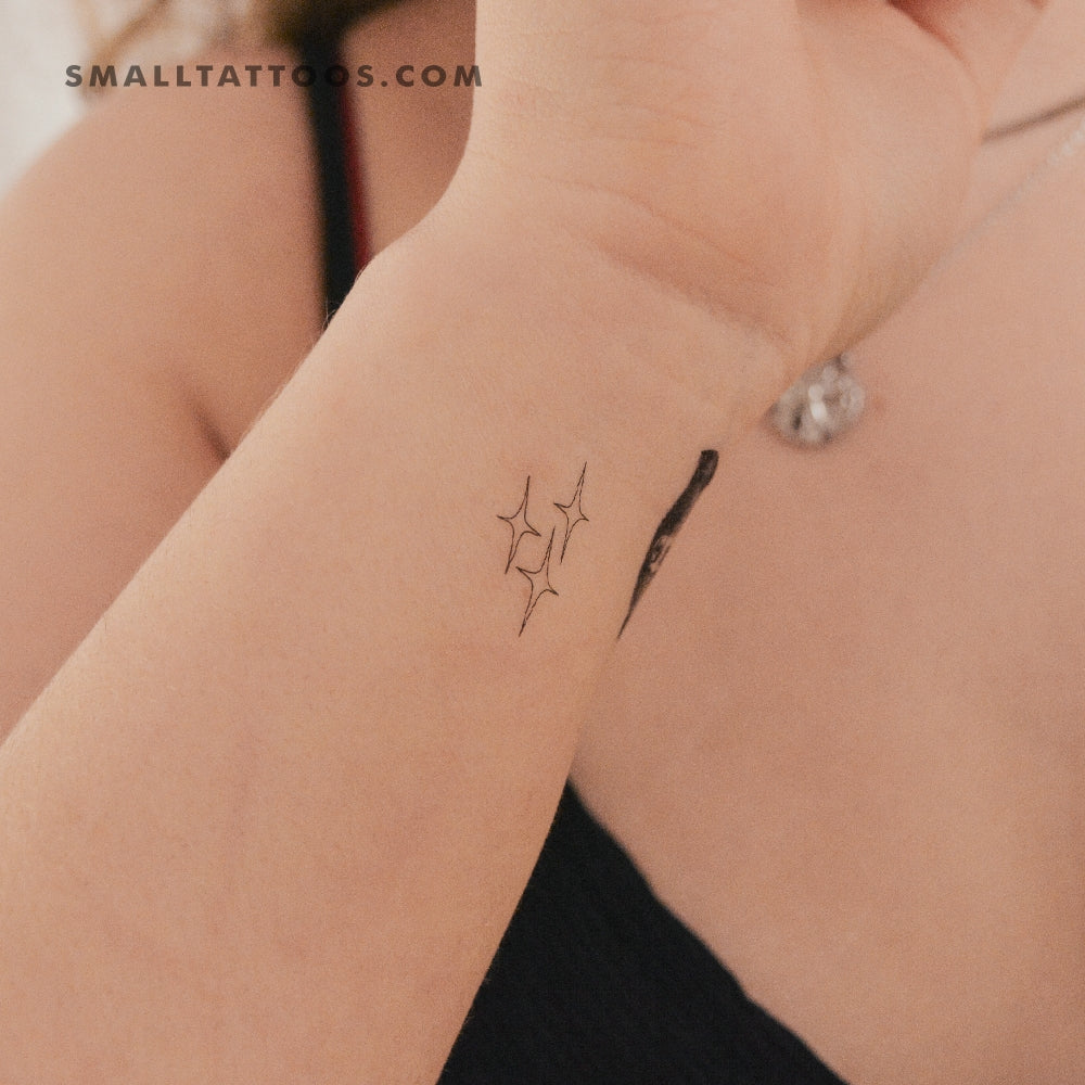 Tatuaje temporal de tres estrellas (juego de 3)