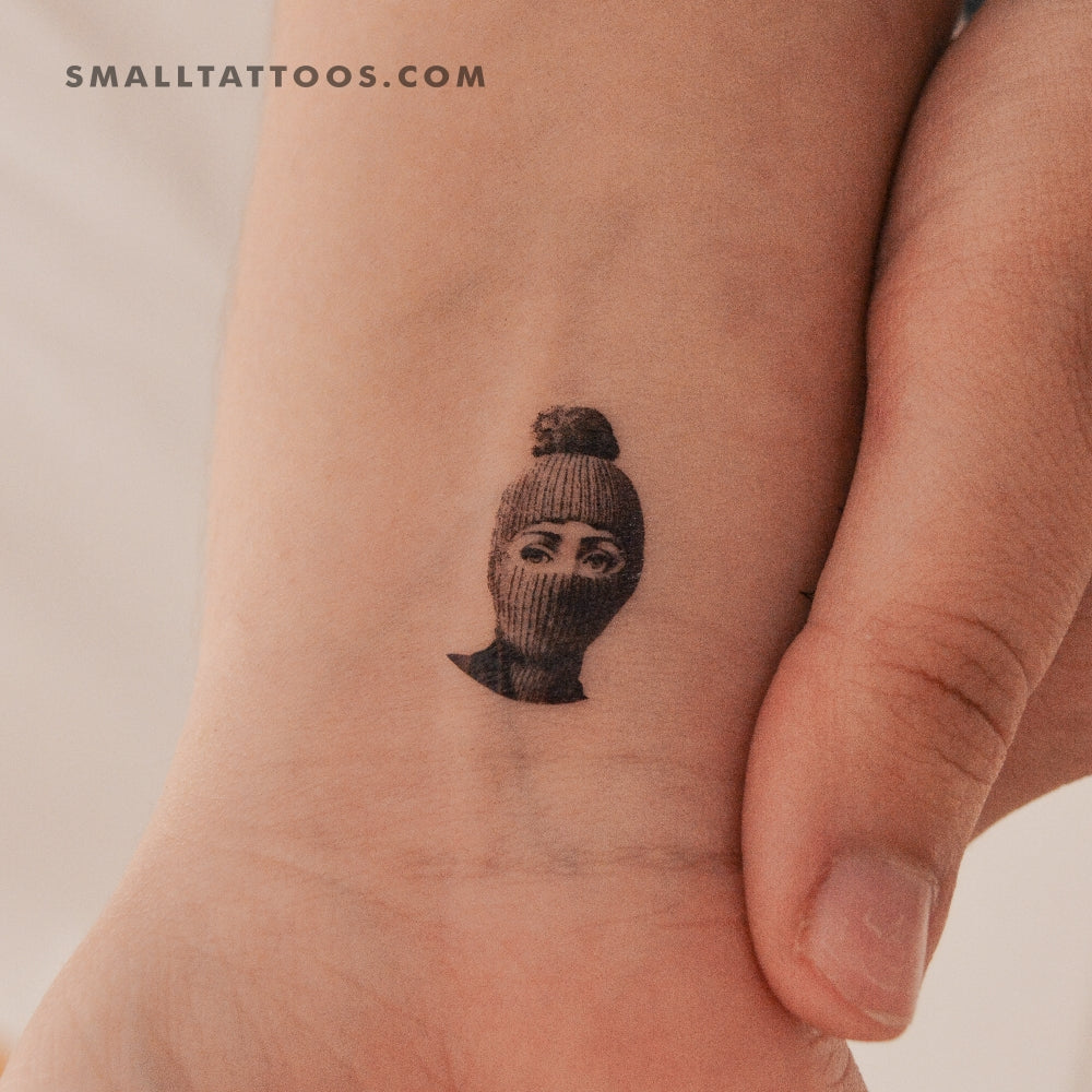 Tatuaje temporal de mujer con pasamontañas (juego de 3)