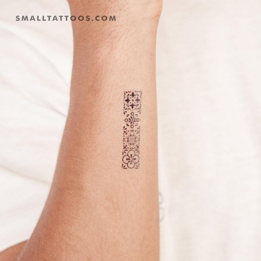 Tatuaje temporal de cuatro azulejos portugueses (juego de 3)