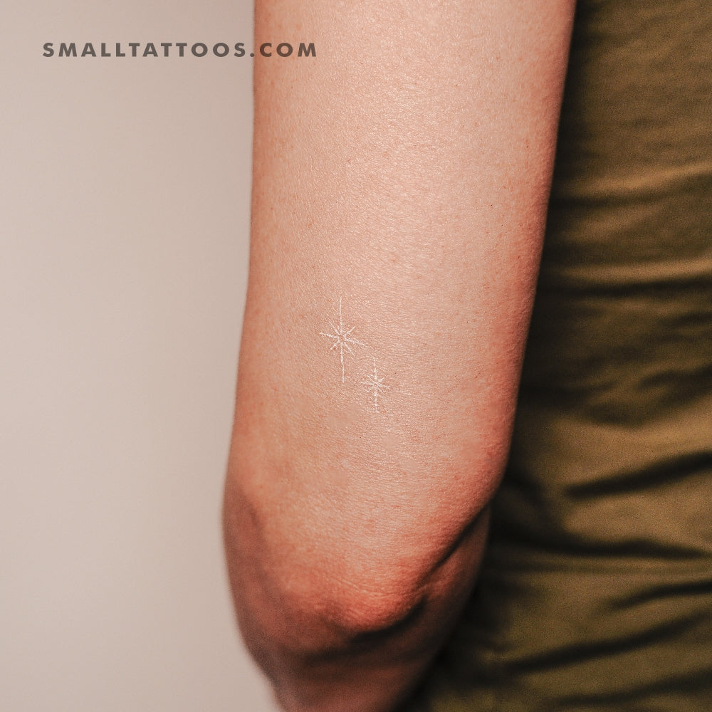 Tatuaje temporal de estrellas blancas brillantes (juego de 3)
