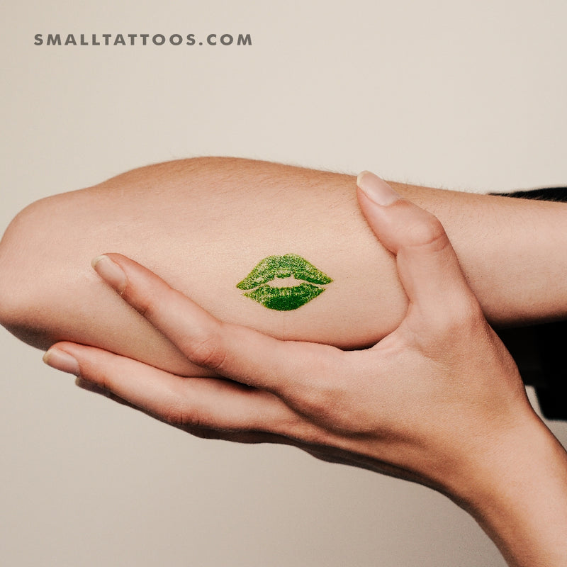 Green Kiss Mark Temporary Tattoo (Set of 3)