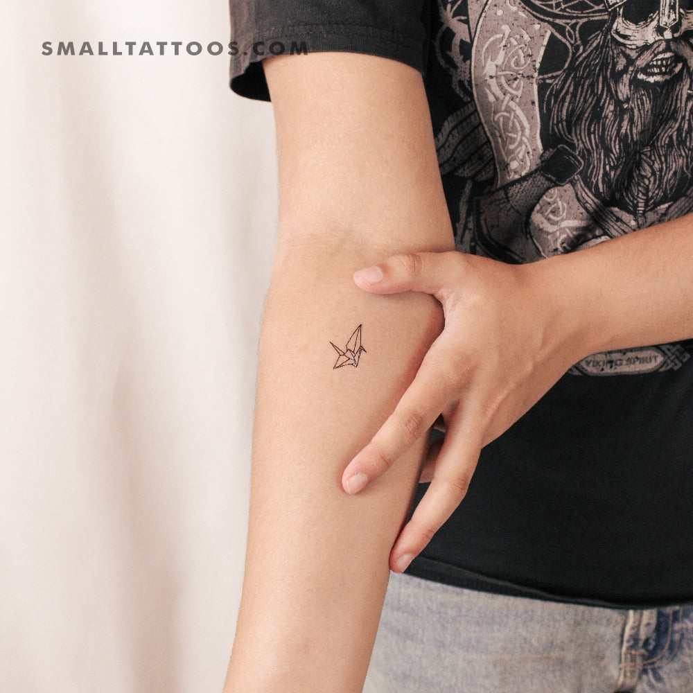 Tatuaje temporal de grulla de origami Orizuru (juego de 3)