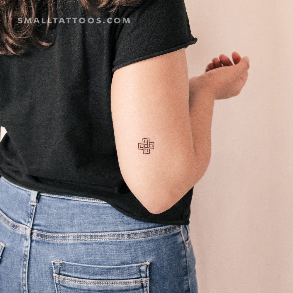 Tatuaje temporal de nudo de Salomón cuadrado (juego de 3)