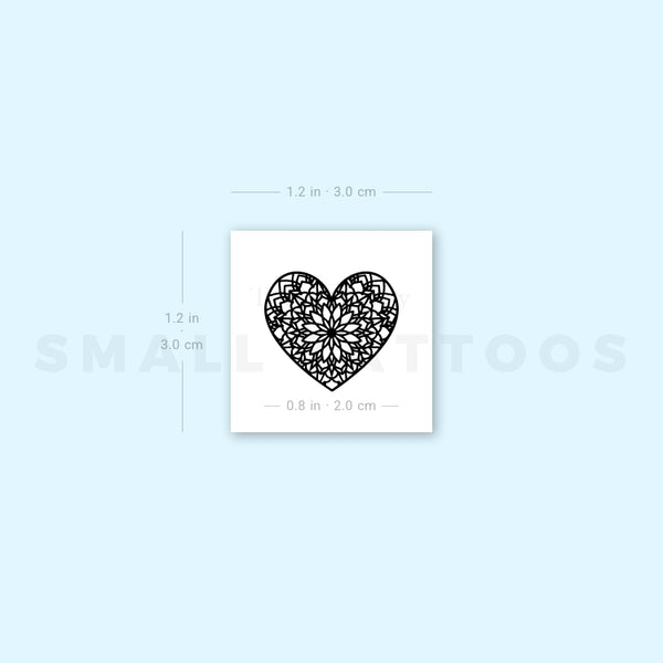 Mandala Heart Temporary Tattoo (Set of 3)
