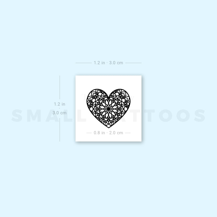 Mandala Heart Temporary Tattoo (Set of 3)