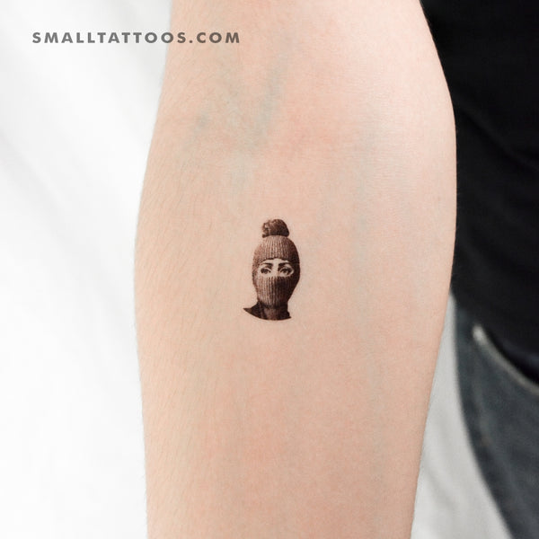Woman With Balaclava Temporary Tattoo (Set of 3)