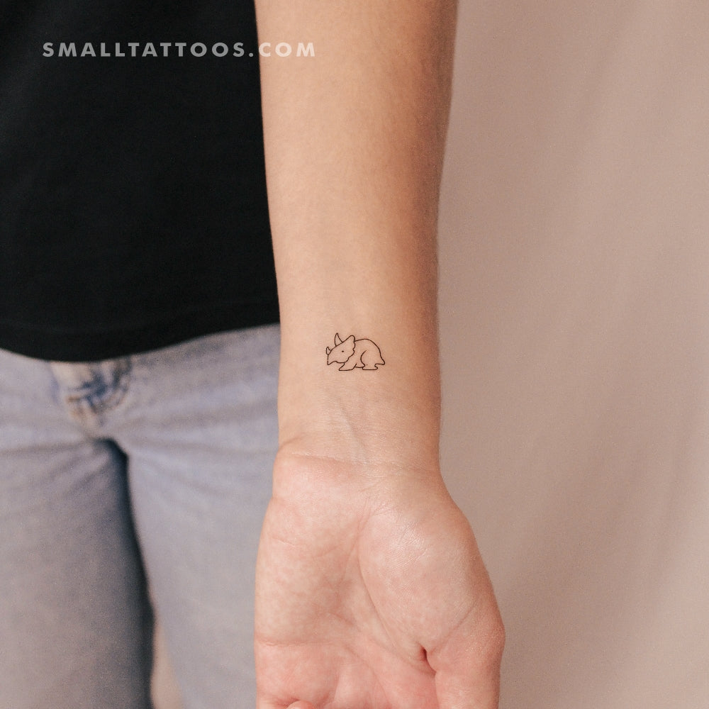 Triceratops Dinosaur Temporary Tattoo (Set of 3)