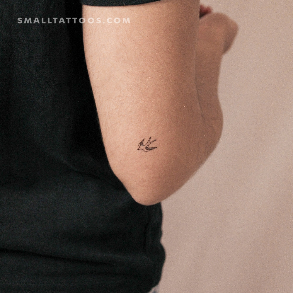 Small Swallow Outline Temporary Tattoo (Set of 3)