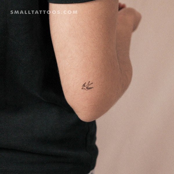 Small Swallow Outline Temporary Tattoo (Set of 3)
