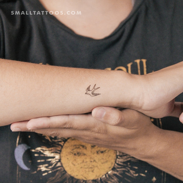 Small Swallow Outline Temporary Tattoo (Set of 3)