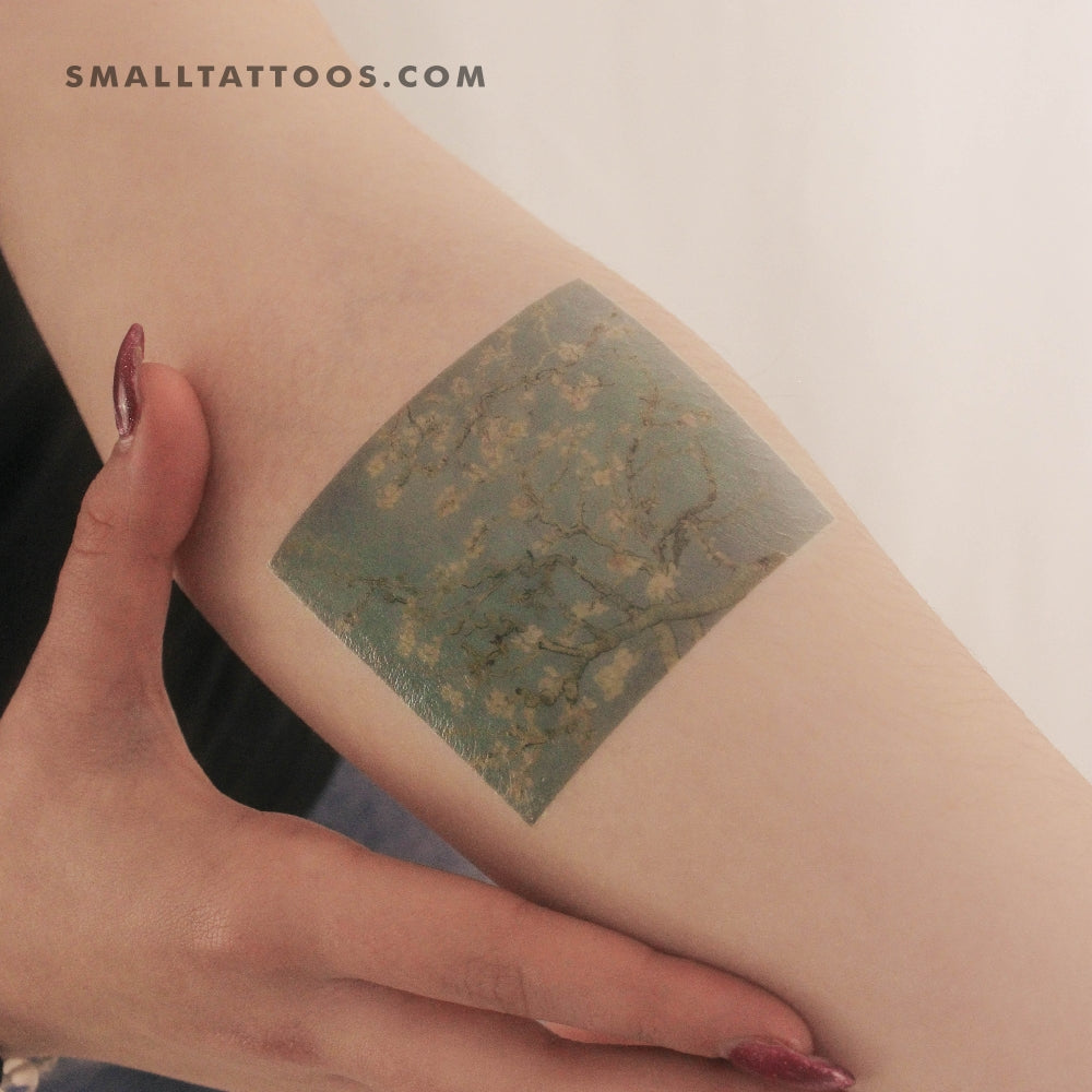 Tatuaje temporal de flores de almendro (juego de 3)