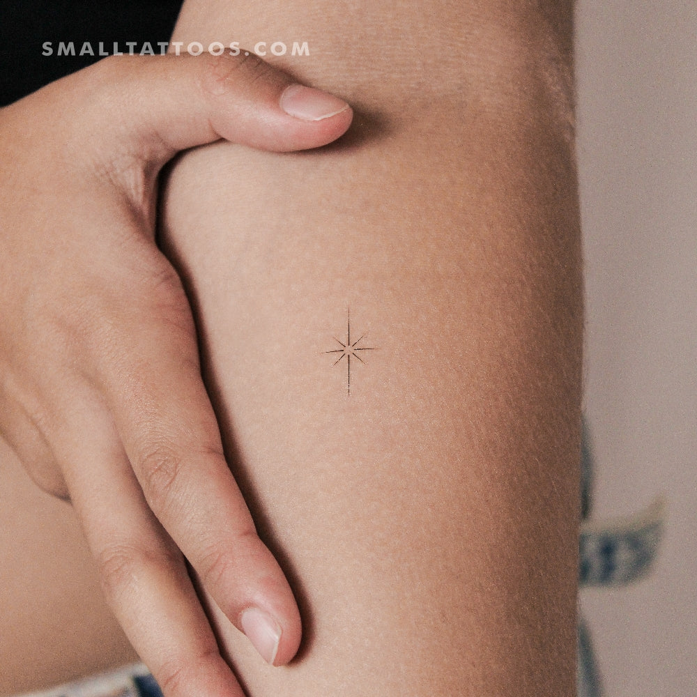 Tatuaje temporal de estrella del norte de línea fina (juego de 3)