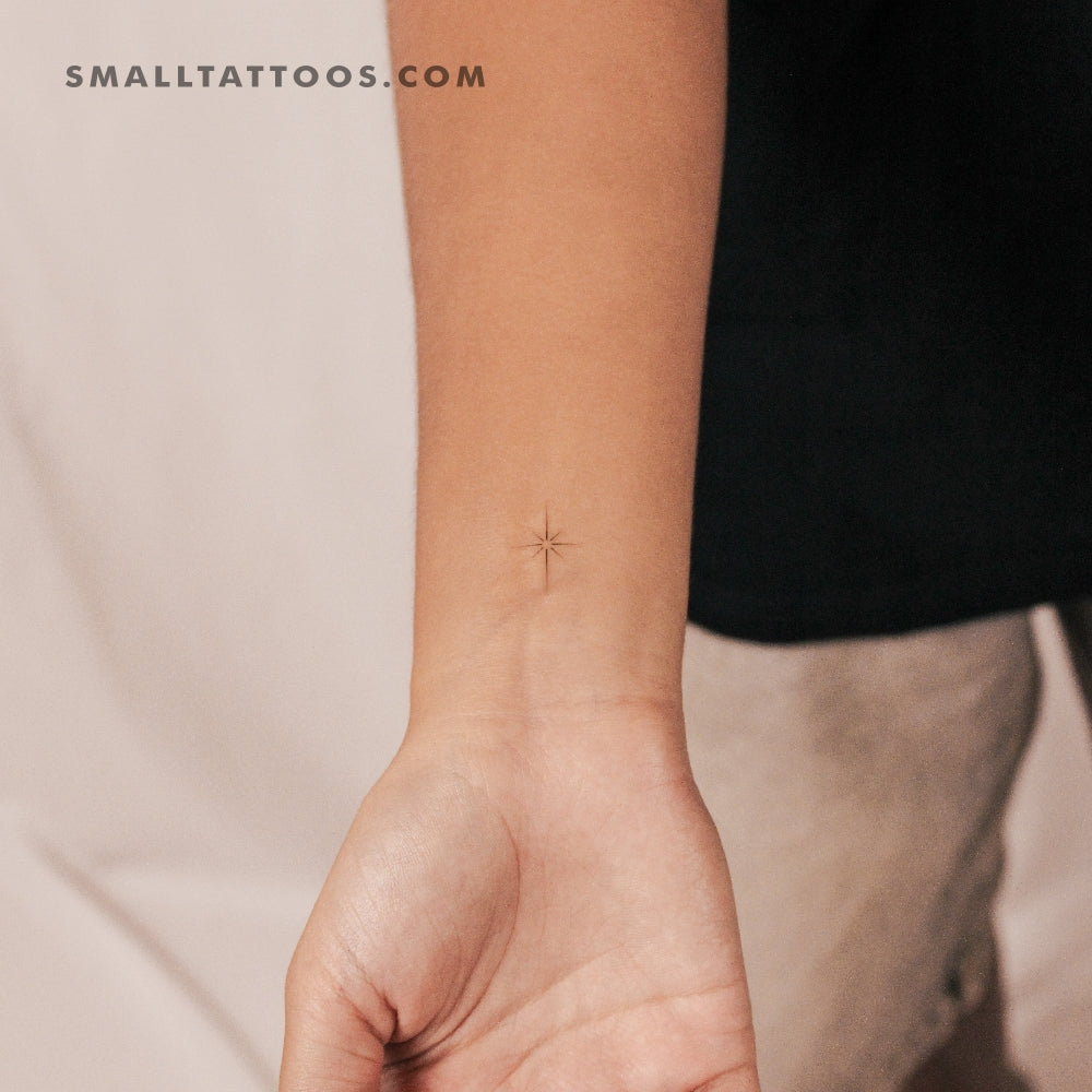 Tatuaje temporal de estrella del norte de línea fina (juego de 3)